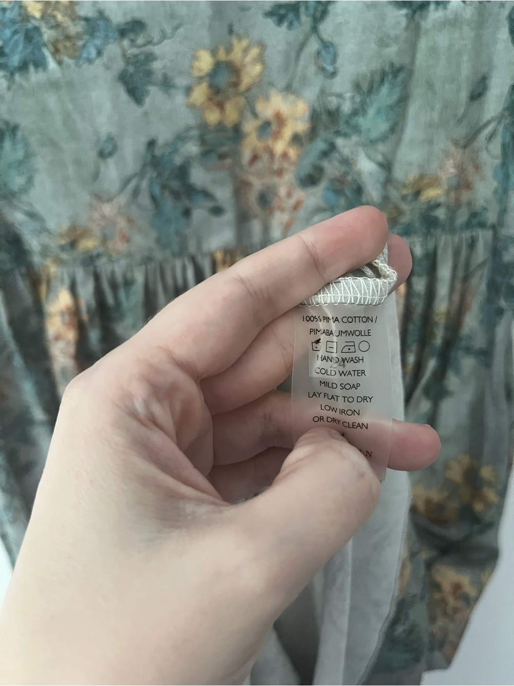Peruvian Connection Windflower Floral Midi 3/4 Sleeves Pima Cotton Dress Medium - Picture 7 of 10
